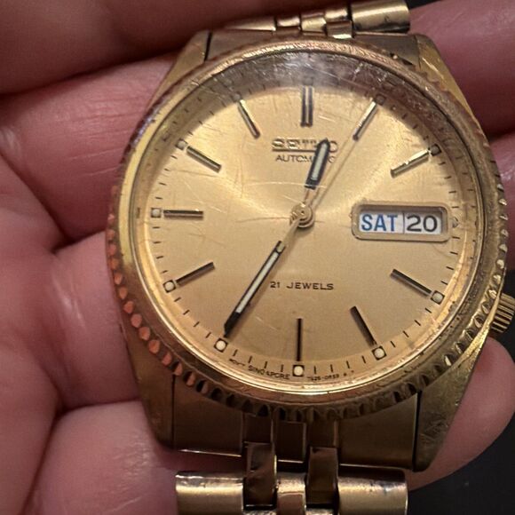 Vtg Seiko Automatic 7S26-3119 Mens Wrist Watch 21 Jewels Day/Date Gold Works GUC main image 2